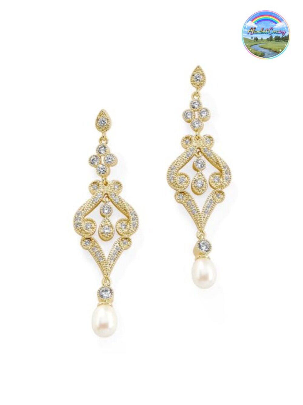14K Gold Plated Freshwater Pearl Drop Earrings Bridal Wedding
